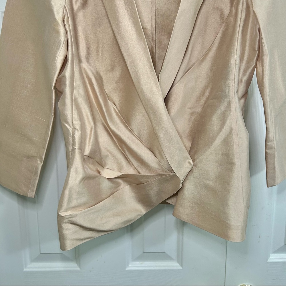 MaxMara 100% Silk Wrap Portrait Collar V-Neck Formal Party Top Size 8 - Picture 3 of 16